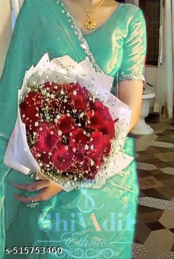 Trending_Beautiful_Fully_Diamond_Work_Jimmy_Choo_Saree_With_Same_Colour_Attractive_Blouse_Piece
