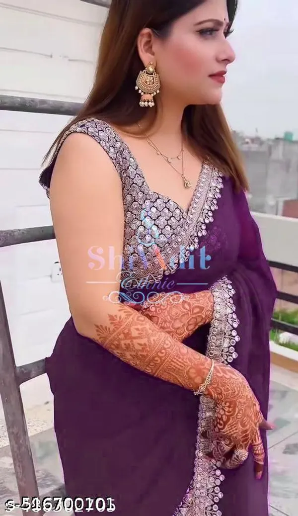 Georgette_Lace_Border_Purple_Saree_With_Running_Blouse_Georgette_Saree_Lace_Border_Saree_Saree_For_Women_Women_S_Saree_Party_Wear_Saree