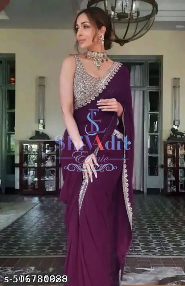 New_Superhit_Trending_Embroidered_Cotton_Thread_Sequins_Work_Designer_Saree