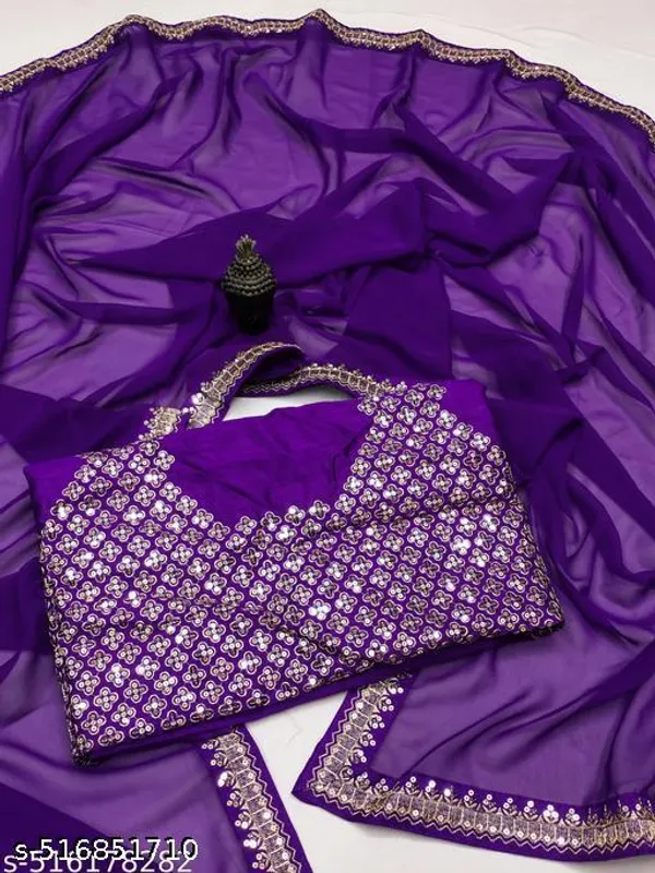 Fency_Disener_Georgette_Pretty_Sarees_With_New_Fency_Border_With_Blouse_Piece