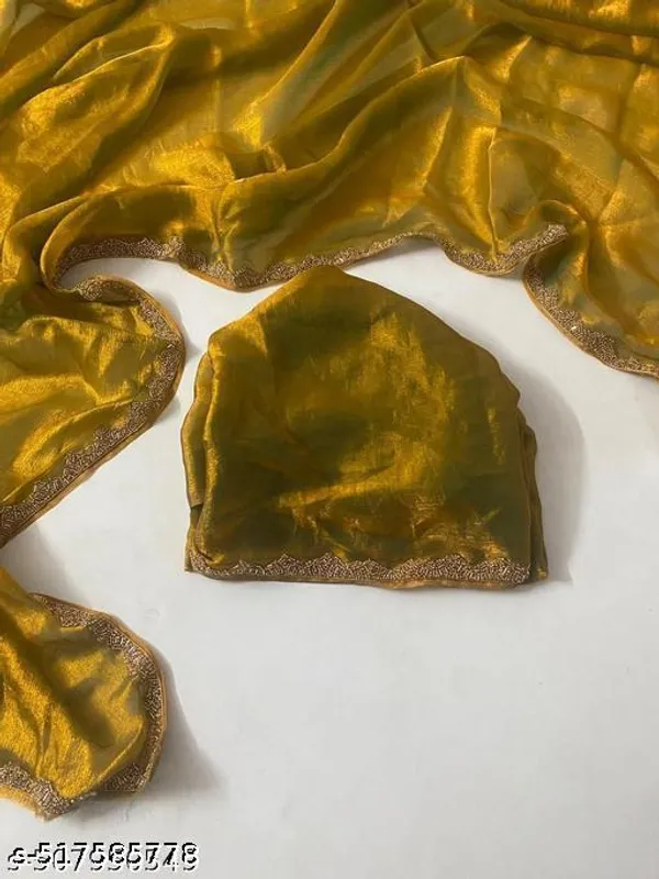Gold_Soft_Fancy_Chiffon_Silk_Designer_Saree_With_Beads_Stones_Gumming_Lace_Border_Embellished_Partywear_Wedding_Sari_For_Festivals_Marriage_Gatherings_6_3_Meter_Length_Including_Running_Blouse_Piece_Lace_Work_Bollywood_Inspired_Trending_Viral_Saree