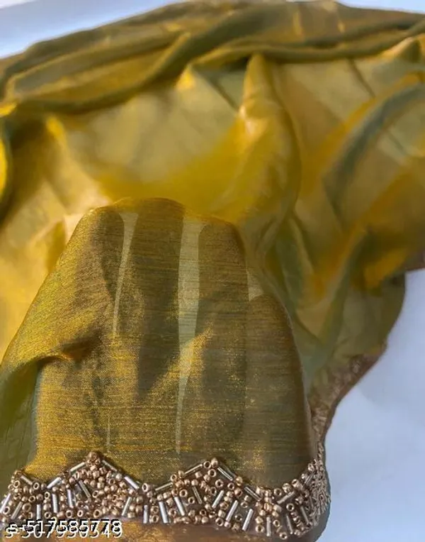 Gold_Soft_Fancy_Chiffon_Silk_Designer_Saree_With_Beads_Stones_Gumming_Lace_Border_Embellished_Partywear_Wedding_Sari_For_Festivals_Marriage_Gatherings_6_3_Meter_Length_Including_Running_Blouse_Piece_Lace_Work_Bollywood_Inspired_Trending_Viral_Saree