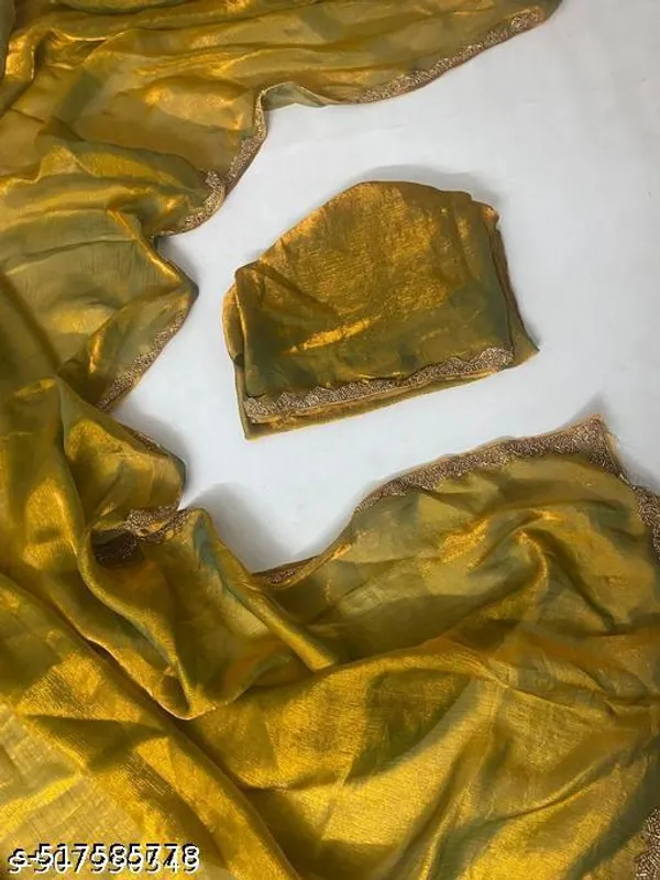 Gold_Soft_Fancy_Chiffon_Silk_Designer_Saree_With_Beads_Stones_Gumming_Lace_Border_Embellished_Partywear_Wedding_Sari_For_Festivals_Marriage_Gatherings_6_3_Meter_Length_Including_Running_Blouse_Piece_Lace_Work_Bollywood_Inspired_Trending_Viral_Saree