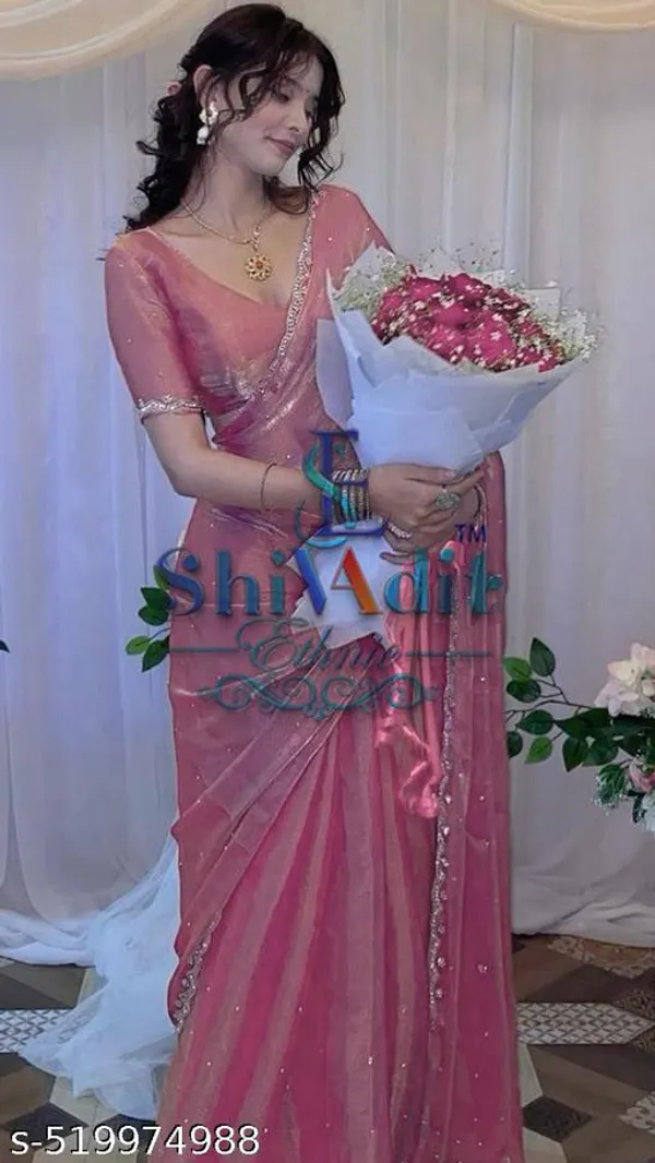 Trending_New_Jimmy_Choo_Pink_Colour_Diamond_Lace_Border_Saree_Party_Wear_Saree_Wedding_Wear_Saree_Lace_Border_Saree_Saree_New_Collection_Pink_Colour_Orgenza_Saree