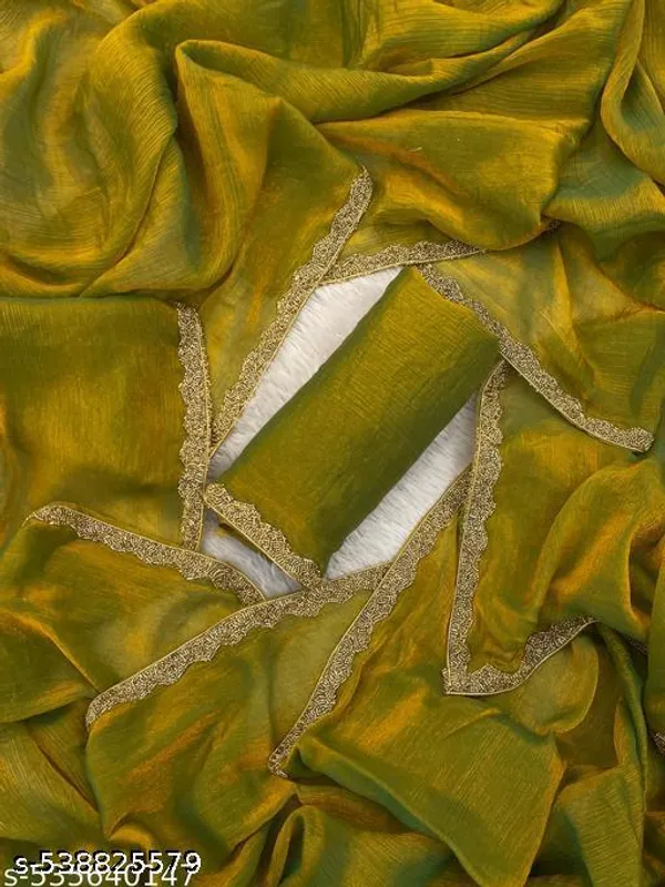 New_Exclusive_Popular_Rare_Collection_Chiffon_Golden_Handwork_Lace_Simmri_Tissue_Golden_Saree_With_Blouse_Saree_For_Women_Women_Sari_Festive_Saree_Wedding_Saree_For_Women