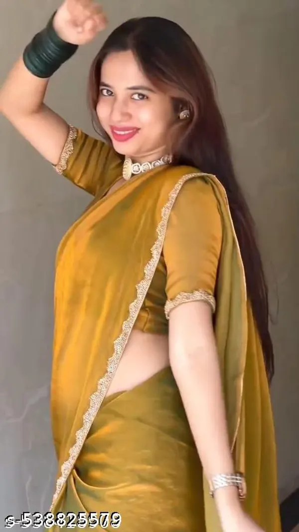 New_Exclusive_Popular_Rare_Collection_Chiffon_Golden_Handwork_Lace_Simmri_Tissue_Golden_Saree_With_Blouse_Saree_For_Women_Women_Sari_Festive_Saree_Wedding_Saree_For_Women