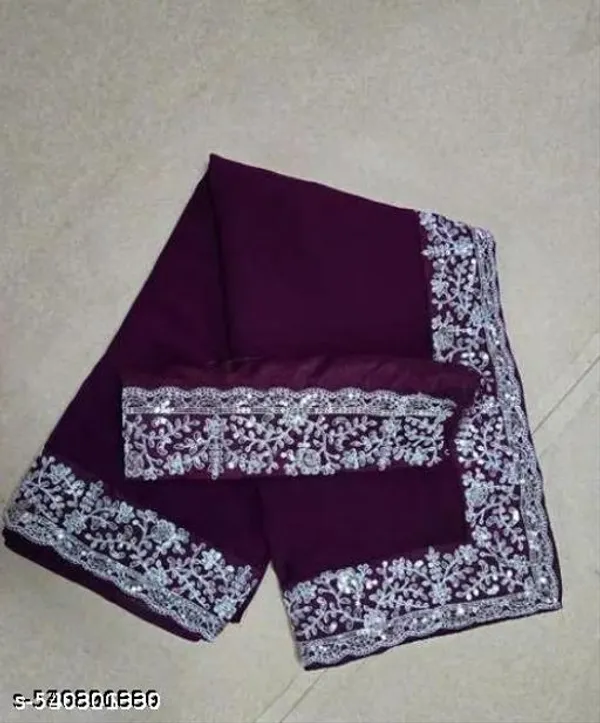 Georgette_Embroidered_Purple_With_Blouse_For_Women_Trending_For_Women_Bollywood_Stylish_Fancy_Party_Wear_Wedding_Festive_Bridal_Sari_For_Women