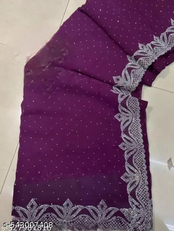 Trending_New_Georgette_Silk_Saree_With_Beads_And_Stone_Work_Border_Lace_And_Fancy_Unstiched_Blouse