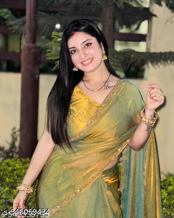 New_Beautiful_Trendy_Chiffon_Saree_With_Blouse_Collocation_Saree_For_Women_Women_Sari_Festive_Saree_Wedding_Saree_For_Women