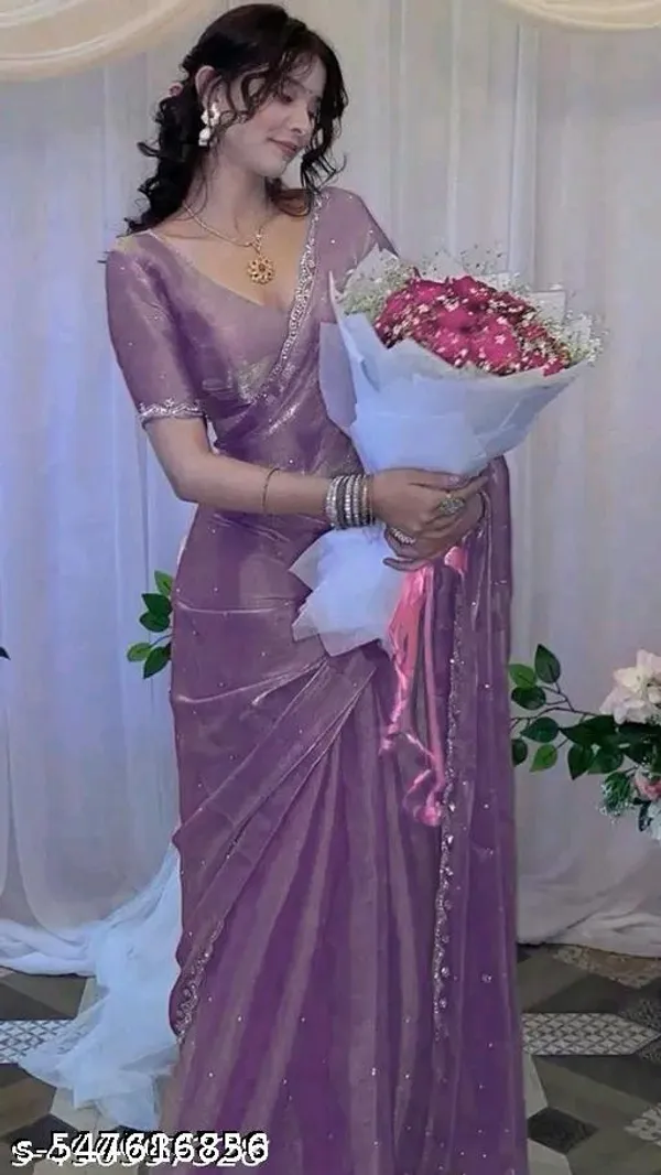 Cute_Baby_Lavender_Very_Soft_Saree_With_Ossam_Qulity