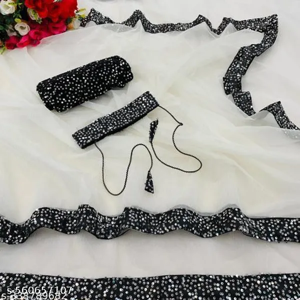 Latest_Design_Super_Net_Sari_With_Blouse_And_Belt