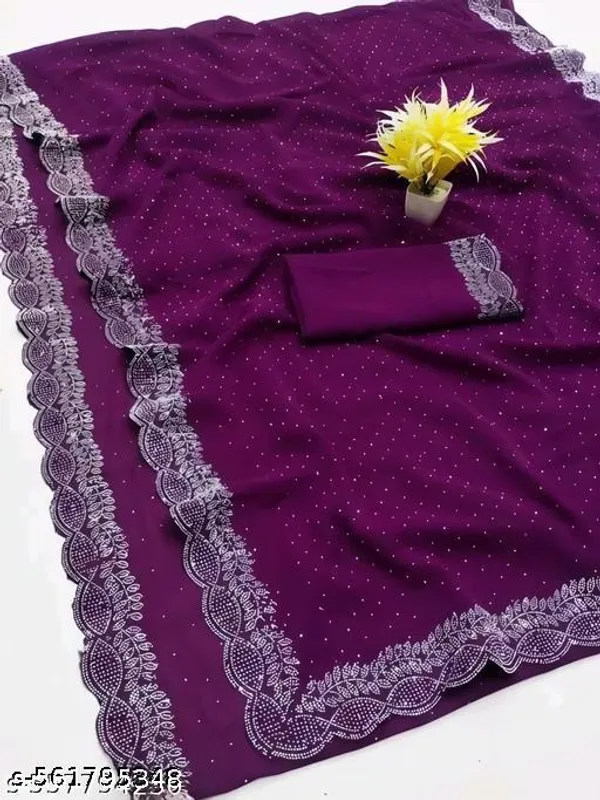 New_Designer_Diamond_Worked_Chiffon_Fabric_Saree_For_Party_And_All_Occasions