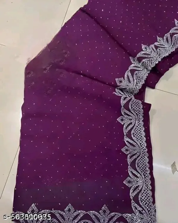 Women_S_Georgette_Silk_Stone_Work_Saree_For_Festival_Party_Wedding_With_Unstitched_Blouse_Piece