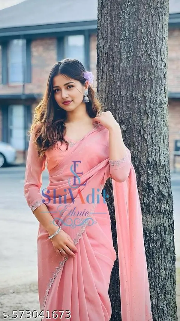Heavy_Stone_Work_Cut_Work_Embellished_Saree_With_Running_Blouse_Party_Wear_Saree_Wedding_Saree_Hot_Fix_Georgette_Febric