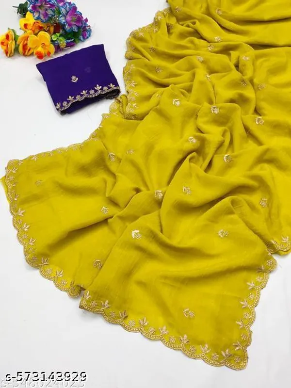 Women_S_Trendy_Crunchy_Rich_Handwork_Saree_Beautiful_Sequence_Blouse_Work_Scalloped_Cut_Work_Border_Piece_Rich_Embroidery_Work_With_Separate_Blouse_Piece