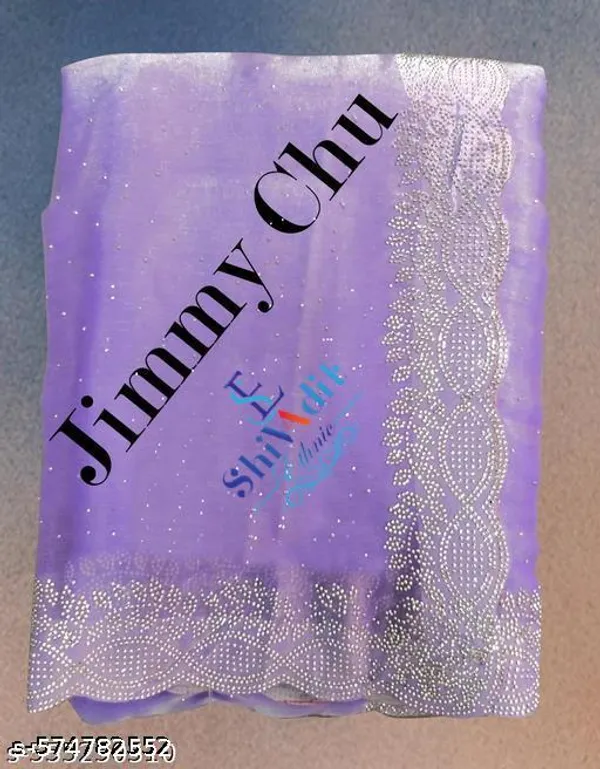 Kashvi_Trending_Beautiful_Fully_Diamond_Work_Jimmy_Choo_Saree_With_Same_Colour_Attractive_Blouse_Piece