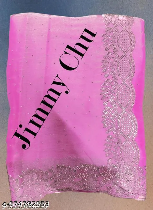 Kashvi_Ensemble_Kashvi_Trending_Beautiful_Fully_Diamond_Work_Jimmy_Choo_Saree_With_Same_Colour_Attractive_Blouse_Piece