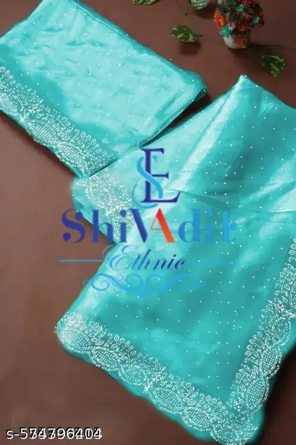 Trendy_Pretty_Trending_Beautiful_Fully_Diamond_Work_Jimmy_Choo_Saree_With_Same_Colour_Attractive_Blouse_Piece