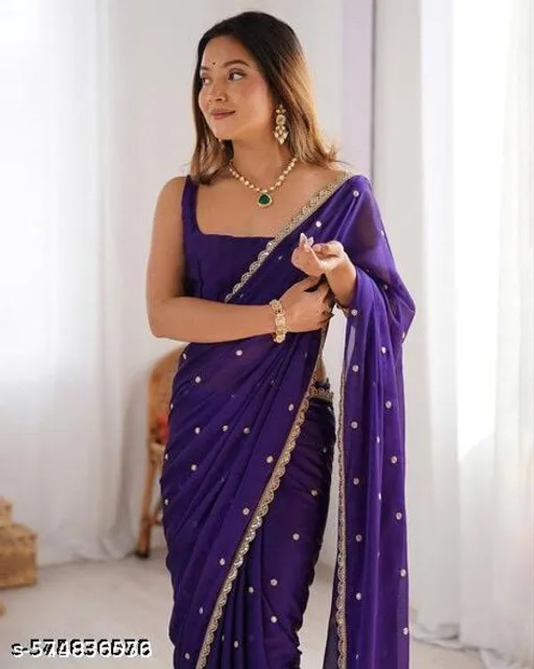 Trending_Beautiful_Georgette_Embroidery_Worked_Lace_Saree_With_Blouse_Piece