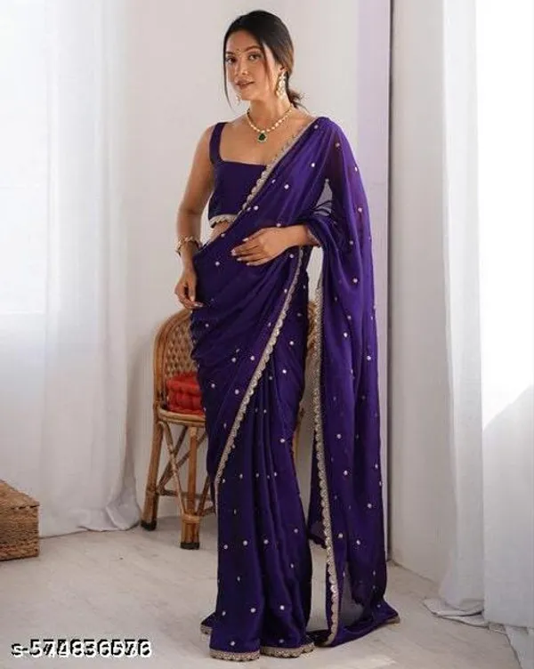 Trending_Beautiful_Georgette_Embroidery_Worked_Lace_Saree_With_Blouse_Piece