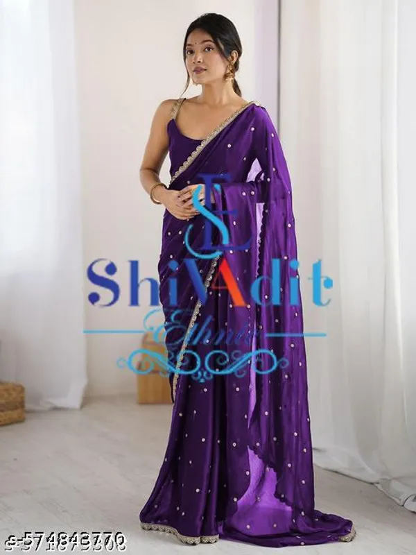 Trending_Beautiful_Georgette_Embroidery_Worked_Lace_Saree_With_Blouse_Piece