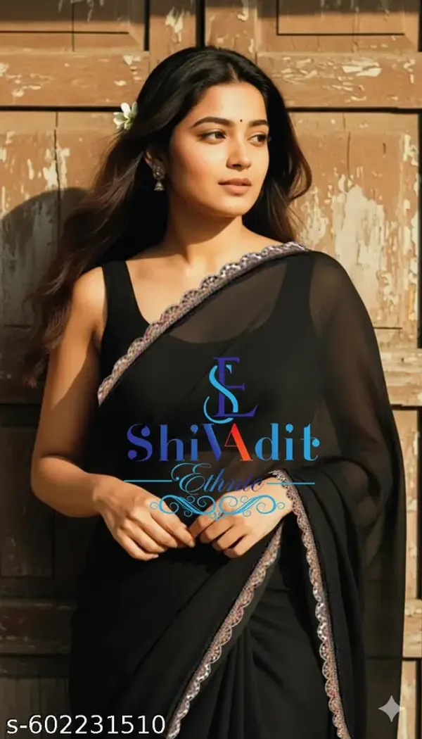 Embroidered_Lace_Bollywood_Chiffon_Georgette_Saree_Black