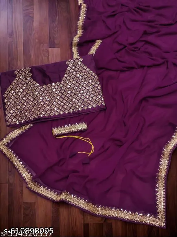 Fency_Disener_Georgette_Pretty_Sarees_With_New_Fency_Border_With_Blouse_Piece