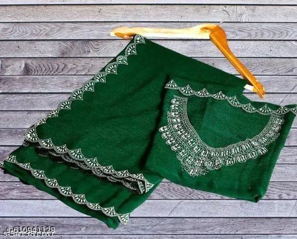 New_Trendy_Georgatte_Saree_Cut_Work_Fancy_Border_Saree