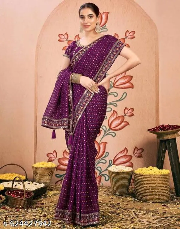Fancy_Designer_Georgette_Pretty_Sarees_With_New_Fency_Border_With_Blouse_Piece