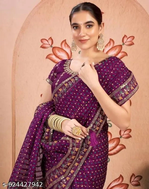 Fancy_Designer_Georgette_Pretty_Sarees_With_New_Fency_Border_With_Blouse_Piece
