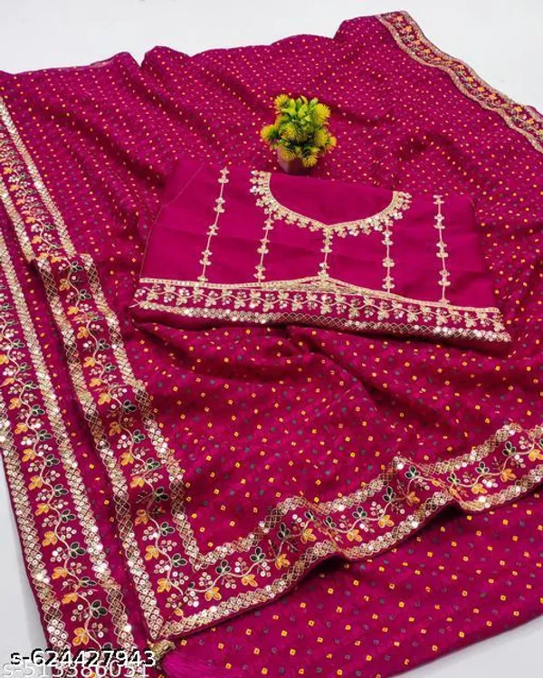 Fancy_Designer_Georgette_Pretty_Sarees_With_New_Fency_Border_With_Blouse_Piece