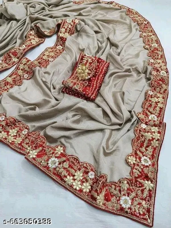 Meesho_Viral_Tranding_Cream_Beautiful_Chinon_Silk_Saree_With_Bandhej_Gotta_Work