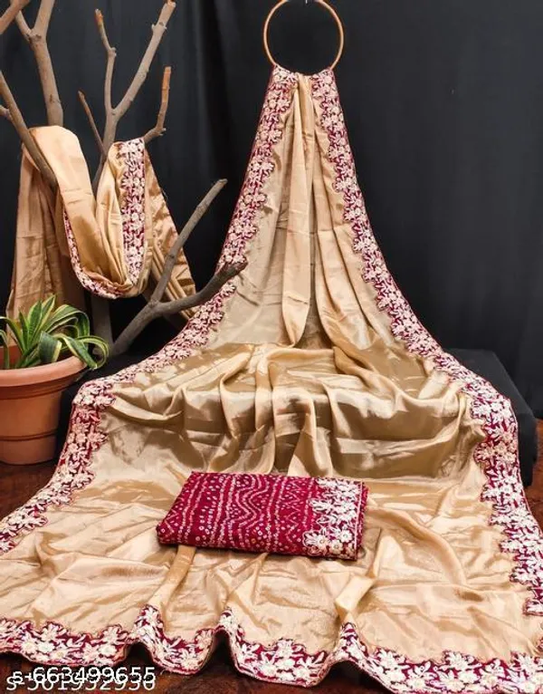 Beautiful_Chinon_Silk_Saree_With_Bandhej_Gotta_Work