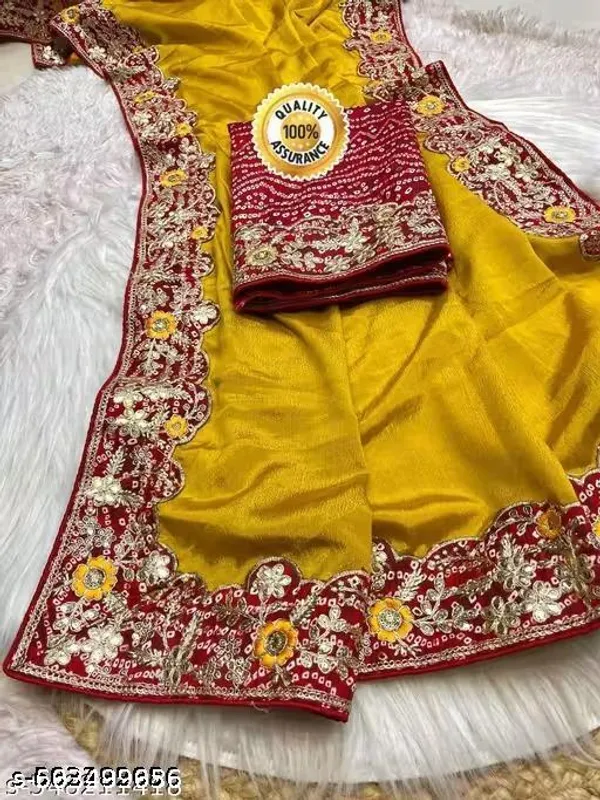 Beautiful_Chinon_Silk_Saree_With_Bandhej_Gotta_Work