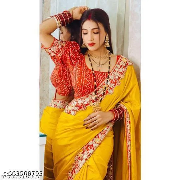 Beautiful_Chinon_Silk_Bhandhej_Gota_And_Sequnces_Lace_Border_Saree