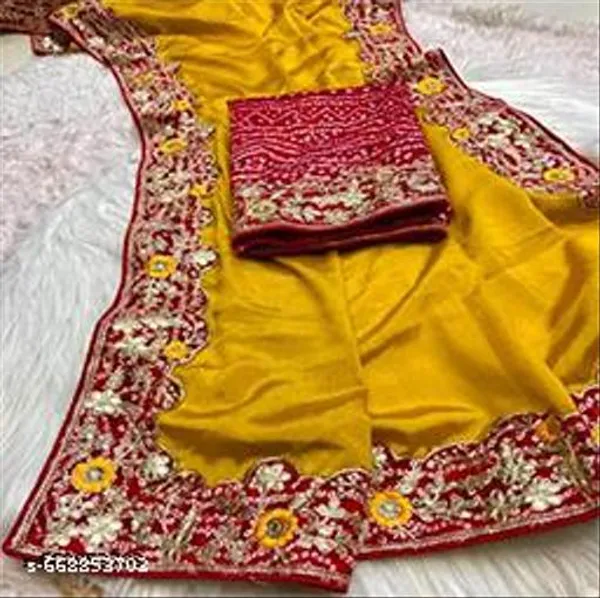 Beautiful_Chinon_Silk_Saree_With_Bandhej_Gotta_Work
