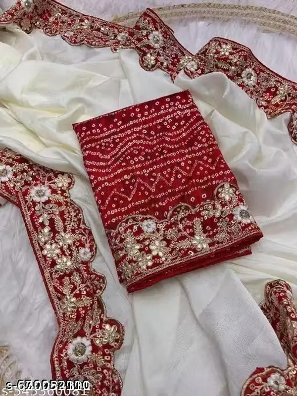 Beautiful_Chinon_Silk_Saree_With_Bandhej_Gotta_Work