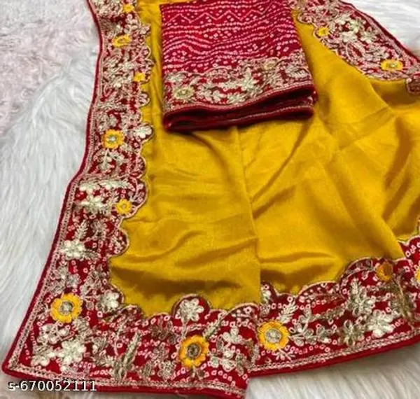 Beautiful_Chinon_Silk_Saree_With_Bandhej_Gotta_Work