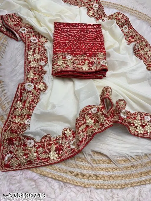 Beautiful_Chinon_Silk_Saree_With_Heavy_Work_Lace_Border_Bandhej_Gotta_Work