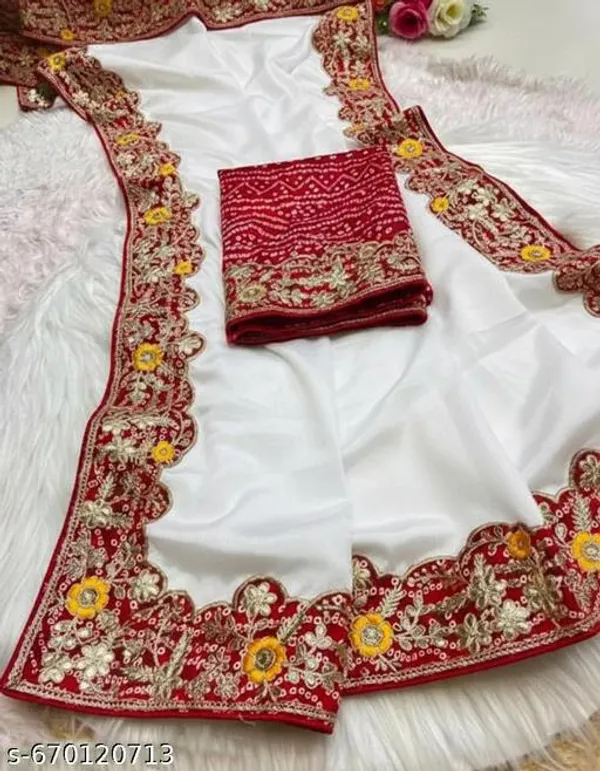 Beautiful_Chinon_Silk_Saree_With_Heavy_Work_Lace_Border_Bandhej_Gotta_Work
