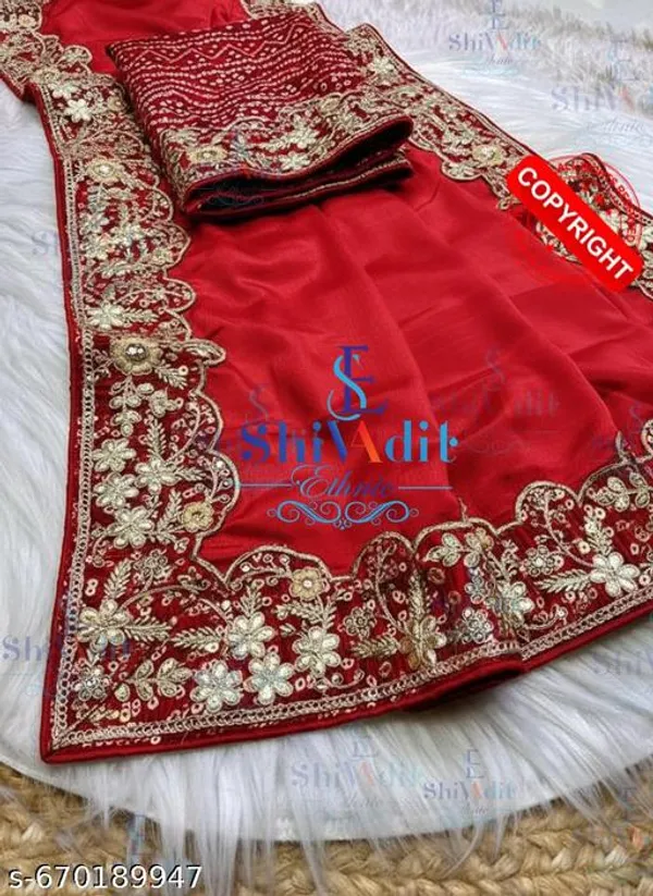 Beautiful_Chinnon_Silk_Saree_With_Bandhej_Gotta_Work_Red