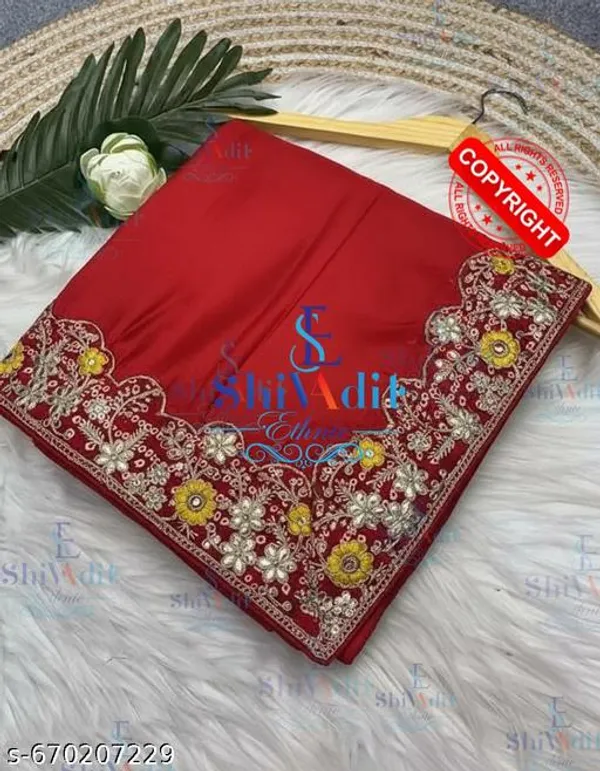 Fency_Disigner_Chinnon_Pretty_Sarees_With_New_Fency_Border_With_Blouse_Piece