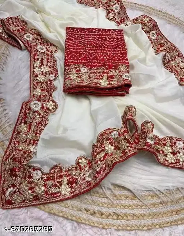 Fency_Disigner_Chinnon_Pretty_Sarees_With_New_Fency_Border_With_Blouse_Piece