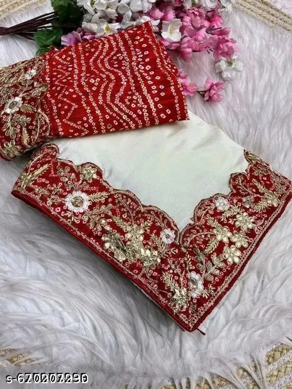 Fency_Disigner_Chinnon_Pretty_Sarees_With_New_Fency_Border_With_Blouse_Piece