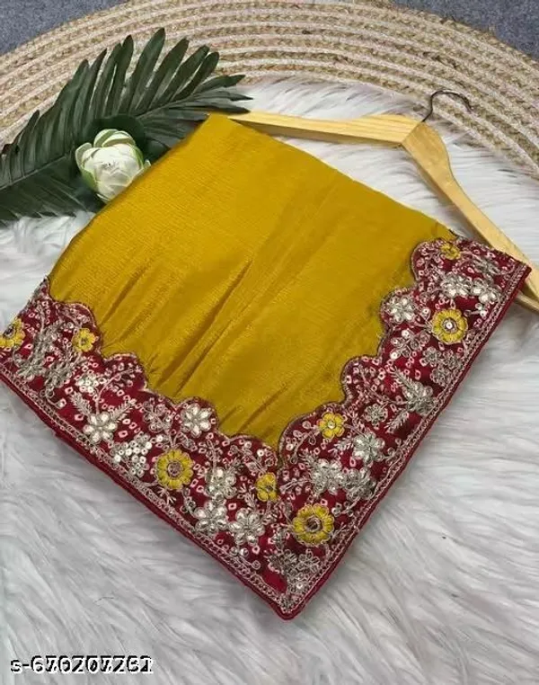 Fency_Disigner_Chinnon_Pretty_Sarees_With_New_Fency_Border_With_Blouse_Piece