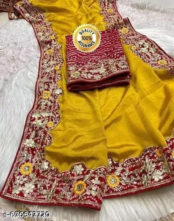 Bandhani_Lehriya_Latest_Yellow_Saree_With_Embroidered_Golden_Lace_Border_Stylish_Designer_Blouse