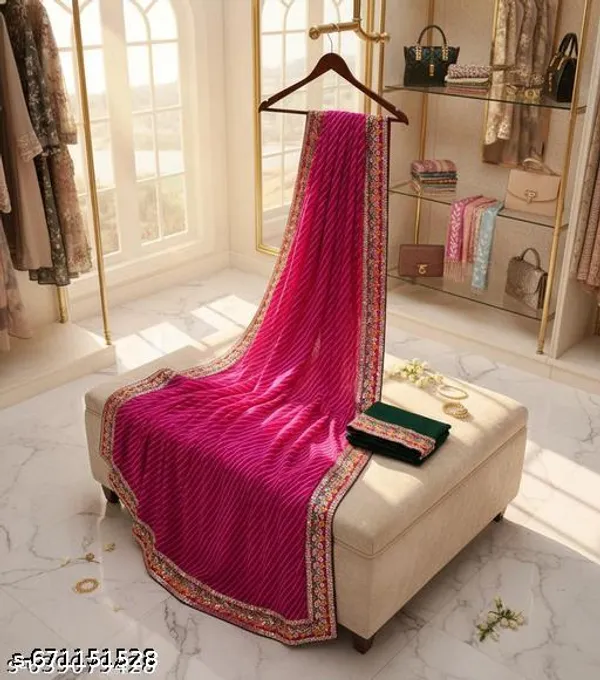 Elegant_Rani_Georgette_Saree_With_Heavy_Golden_Embroidered_Border_Blouse_Piece