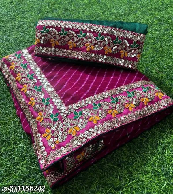 Elegant_Rani_Georgette_Saree_With_Heavy_Golden_Embroidered_Border_Blouse_Piece
