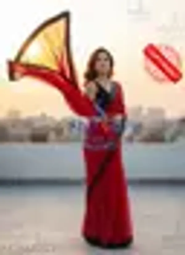 Aligent_Red_Georgette_Fabric_With_Sequence_Work_Party_Wear_Saree