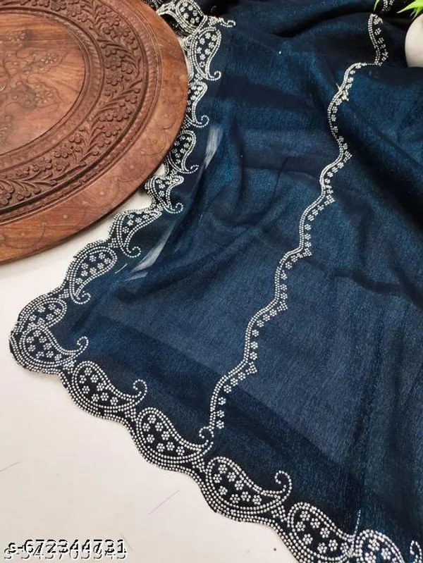 Designer_Saree_With_Very_Soft_And_Shiny_Fabric_Diamonds_Work_And_Unstitched_Blouse